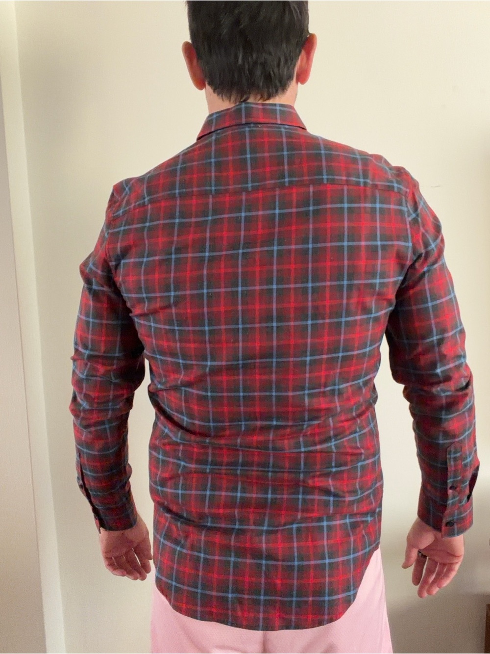 Calvin Klein Men’s  Red Plaid Button-Up Shirt - Classic Long Sleeve - Picture 3 of 6